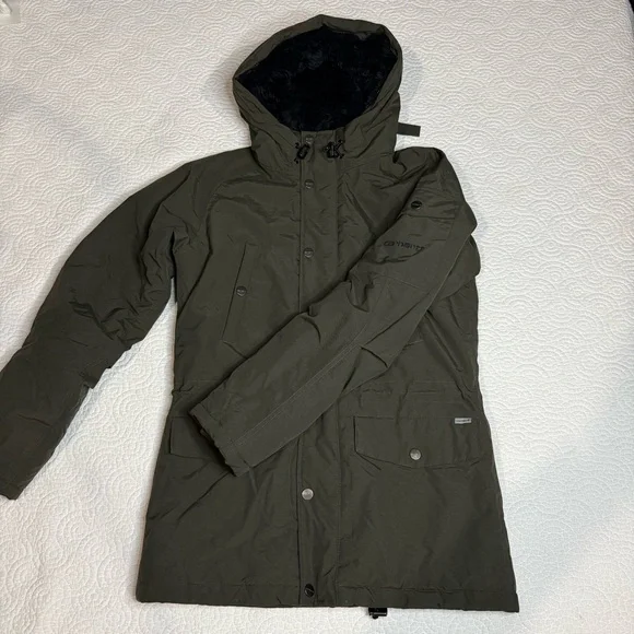 Carhartt Olive Green Hooded Puffer Coat - Picture 2 of 16
